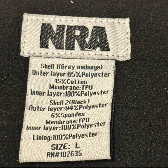 NRA Jacket Backpack Men's L Grey Black Fleece Lined Zip Adjustable Logo Hunting - Picture 7 of 16
